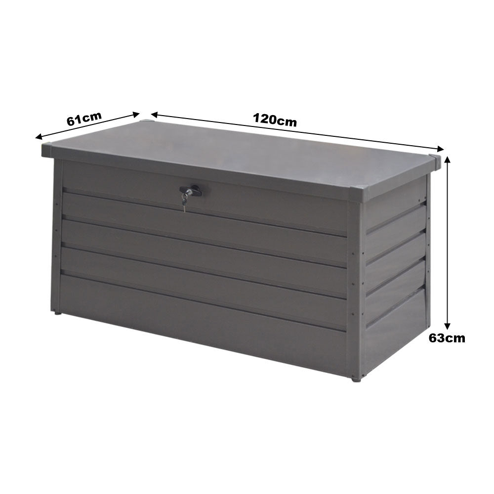 350l Metal Outdoor Garden Storage Box Lockable Weatherproof Organizer