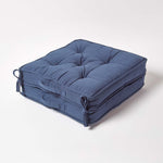 Cotton Travel Support Booster Cushion | 50cm x 50cm | Navy Blue