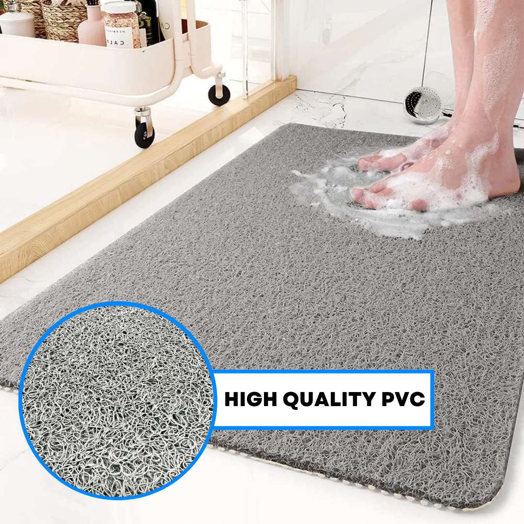 Spaghetti Anti Slip Quadrant Shower/bath Mat - Heart Embossed | 53cm x 53cm | Grey