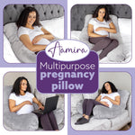 U Shaped Pregnancy Pillow, 135x75x20cm Shredded Memory Foam Full Body Maternity Cushion For Sleeping | U Shape | Light Grey