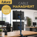 Futura Futura Dual Vertical Monitor Stand 13 To 32 Inch Height Adjustable Clamp Mount Supports 8kg Each