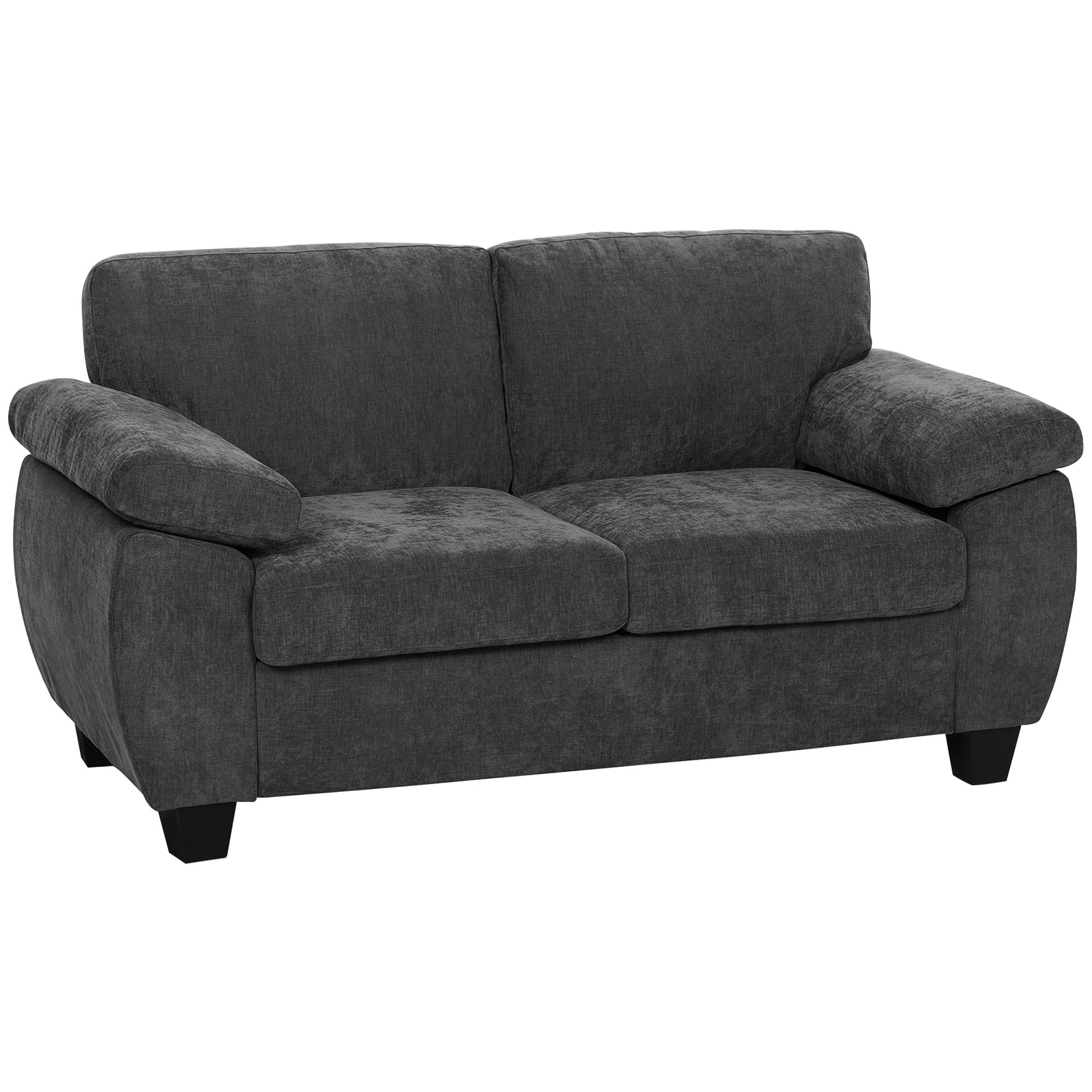 2 Seater Sofa, Chenille Small Sofa With Spring Cushions | Dark Grey