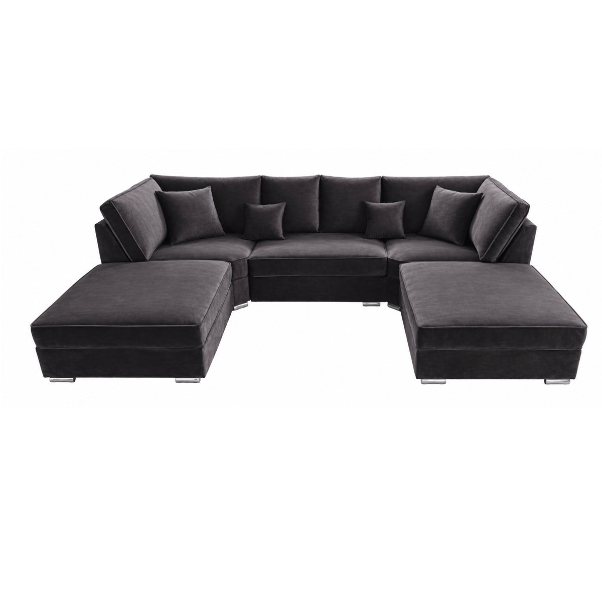 The Chelsea U-shaped Modular Corner Sofa With Deep Seat | 5 Seat | Dark Grey