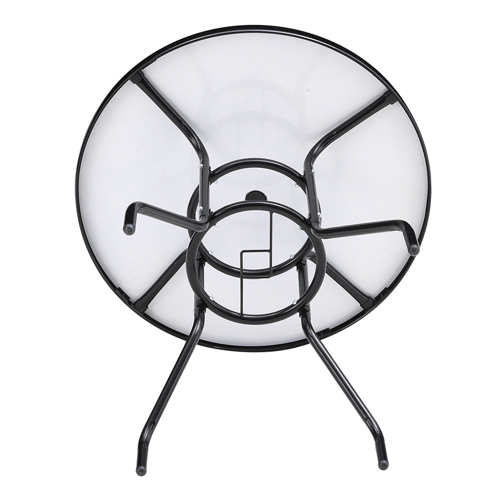 Round Garden Tempered Glass Marble Coffee Table - 80cm Dia X 72cm