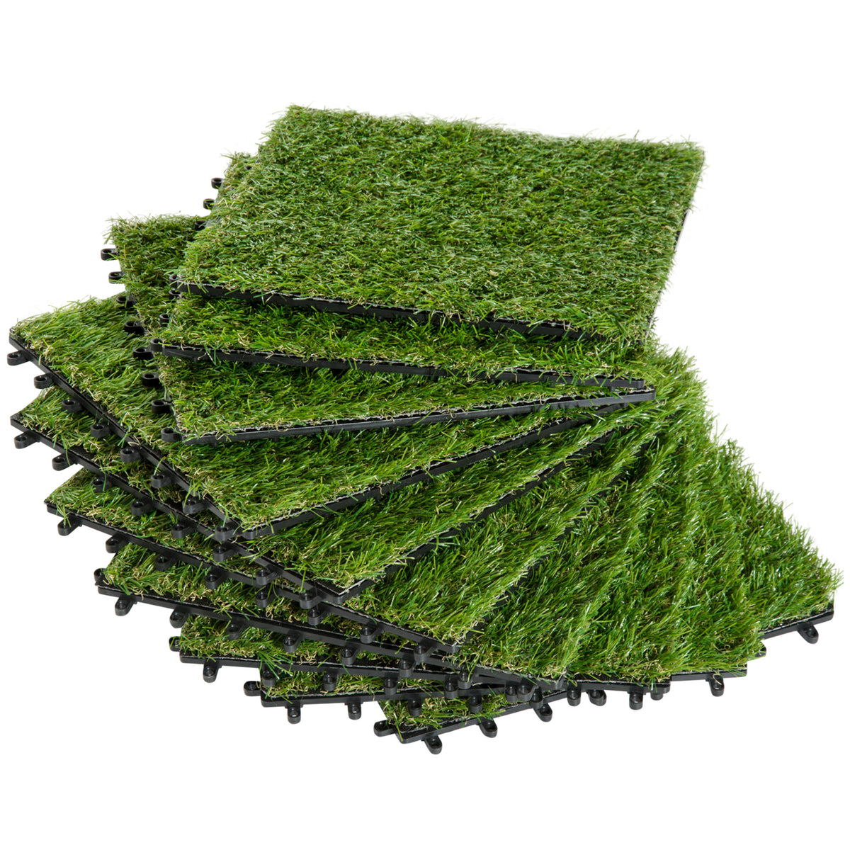 10-piece Artificial Grass Set, Weatherproof Turf Tiles, Outdoor Carpet
