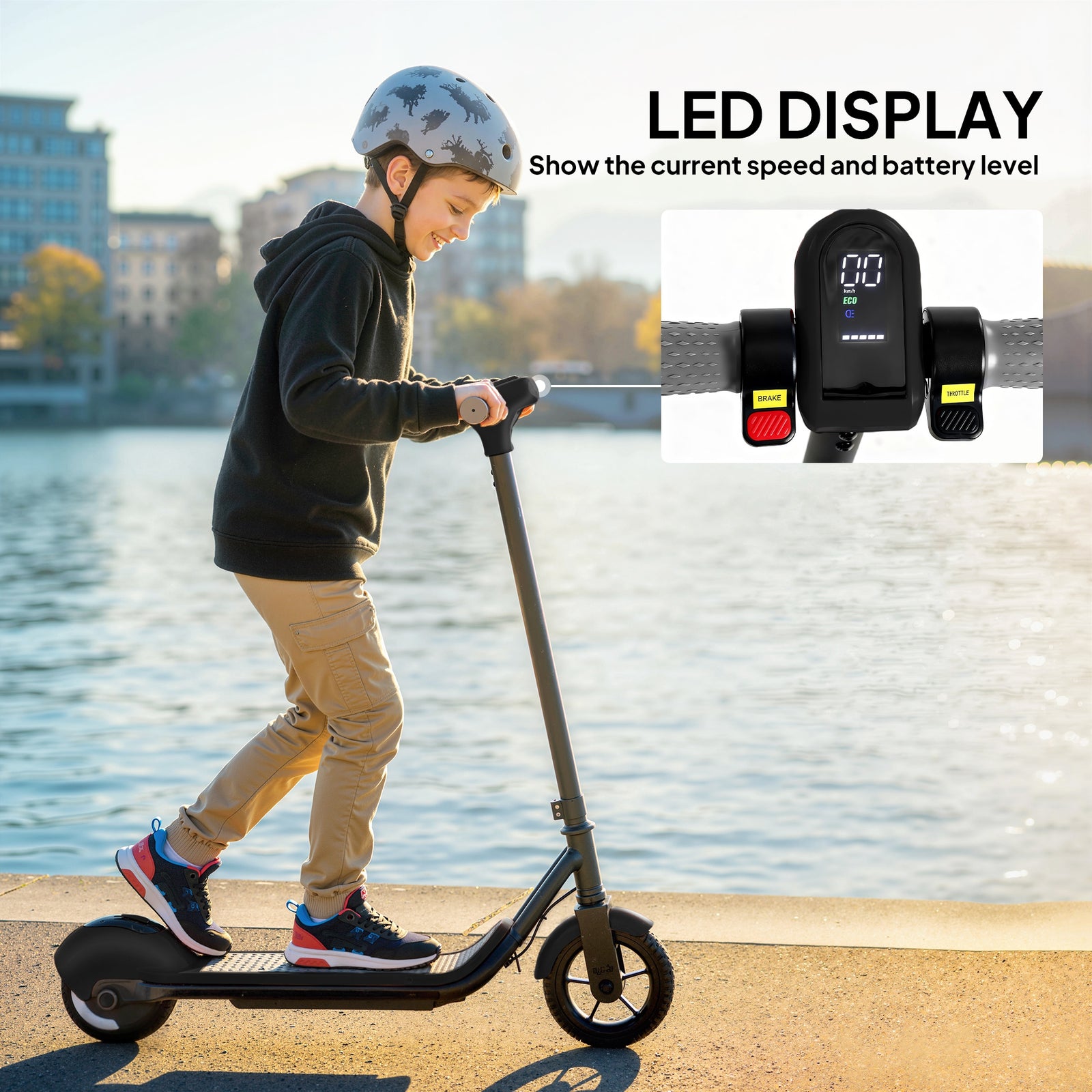 Electric Scooter, Lightweight E Scooter With Led Display | Black
