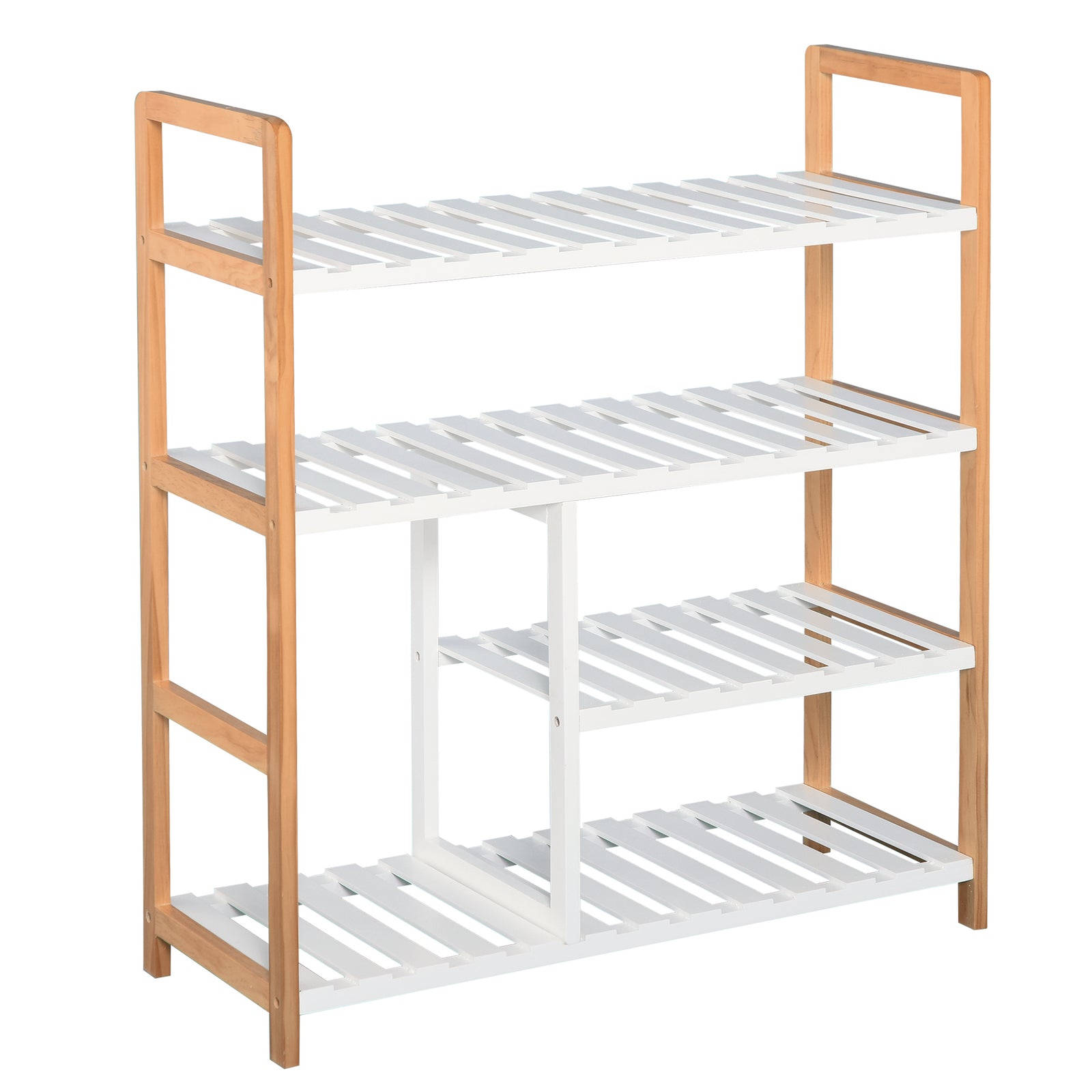 4-tier Shoe Rack Simple Home Storage W/ Wood Frame