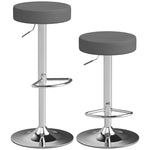 Bar Stools Set Of 2, Height Adjustable Breakfast Bar Chairs | Grey