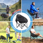 Moon Camping Chair - Portable Outdoor Premium Folding Chair For Adults With Magazine Pocket, Cup Holder & Carry Bag - Heavy Duty Foldable Chair | Single