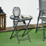 Round Folding Side Table With Imitation Marble Top | Black