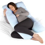 U Shaped Pregnancy Pillow, Maternity Cushion Machine Washable & Removable Velvet Cover | U Shape | Blue