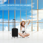 55x35x20cm Cabin Carry On Suitcase Hard Shell Overhead Luggage 100+ Airlines Approved | Cabin | Jet Black