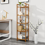 3/4/5-tier Tiered Bamboo Wood Book Storage Shelf | Large | Brown