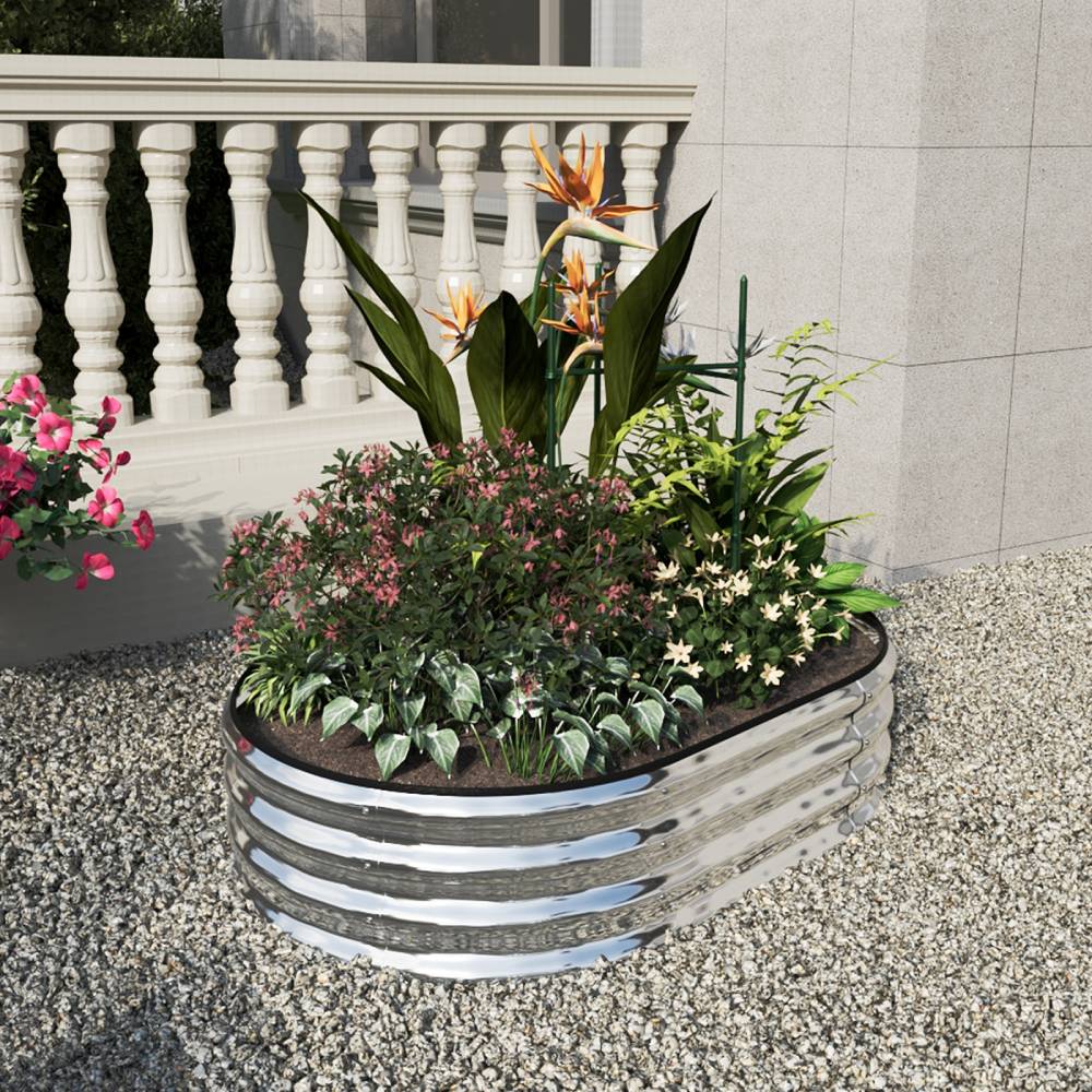 Galvanized Metal Raised Garden Bed – Elevated Planter Box With Safety Edging, Silver, 120cm/160cm W X 80cm D X 30cm H | Small | Silver