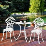 Bistro Set Garden Coffee Table Chair Outdoor Dining Set | White