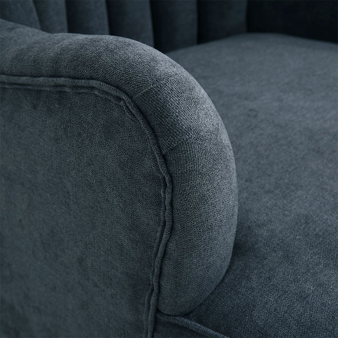 Navy Grey Upholstered Wingback Chair With Footstool & Pillow