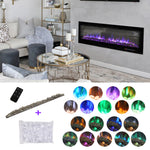 70/80-inch Black Electric Fireplace Heater, Wall Mounted Or Recessed With 12 Flame Colors, Adjustable Brightness & Remote Control | Small