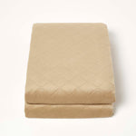Diamond Quilted Velvet Bed Throw | 150cm x 200cm | Beige