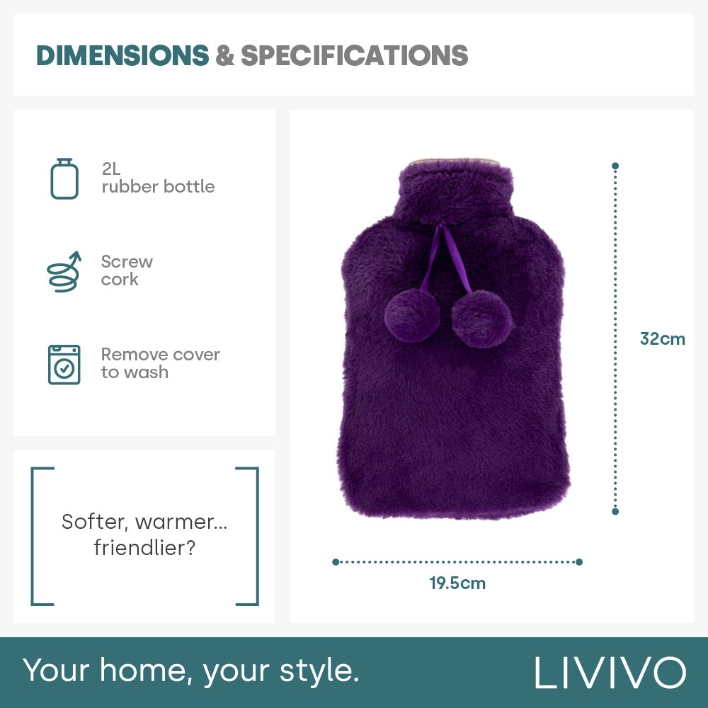 Plush Hot Water Bottle | One Size | Purple
