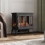 Freestanding Electric Fireplace Heater,1000w/2000w Portable Space Heater With Realistic Flame, Adjustable Brightness & Overheat Protection
