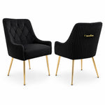 Dining Chairs Upholstered Tufted Velvet Kitchen Chairs | Set of 2 | Black