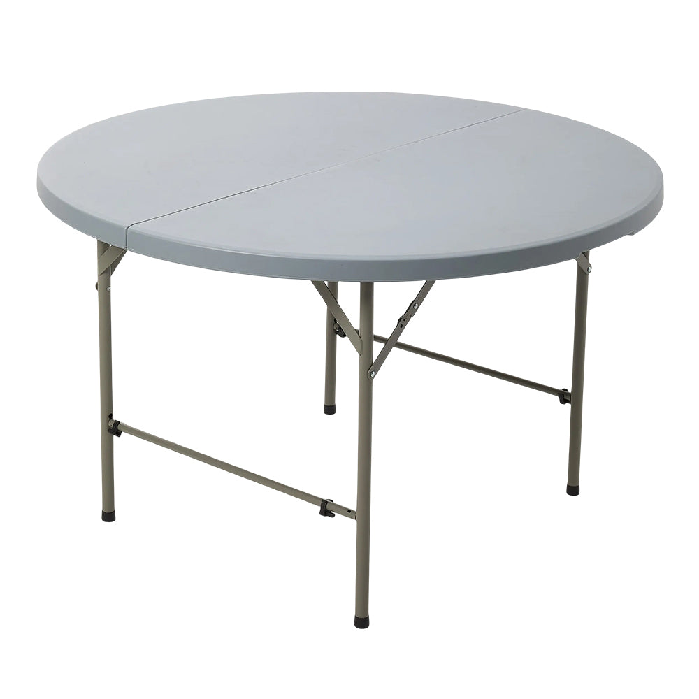 1.2m White/Grey Round Folding Table With Handle | One Size | Grey