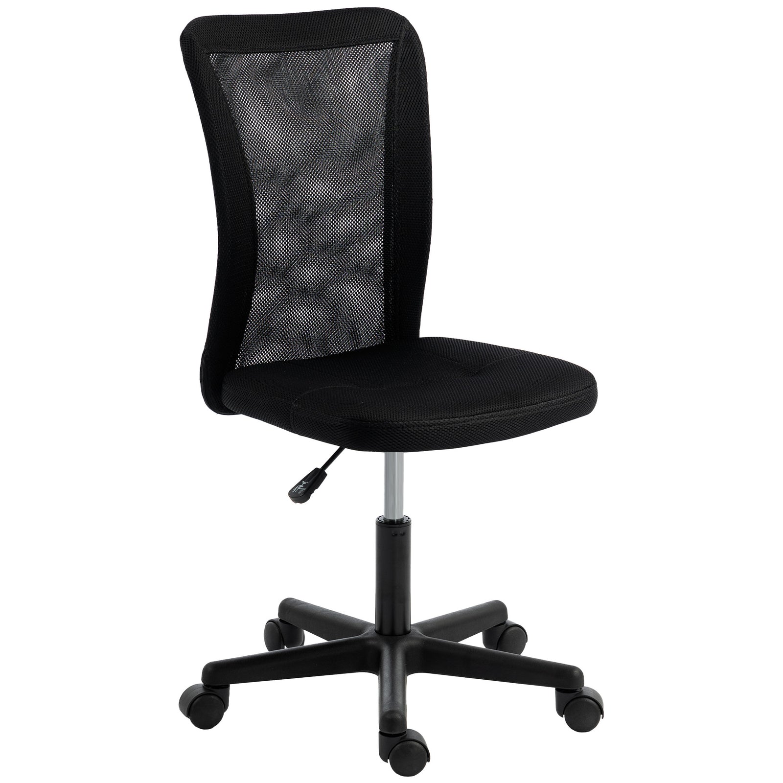 Armless Office Chair, Swivel Desk Chair W/ Adjustable Height | Black