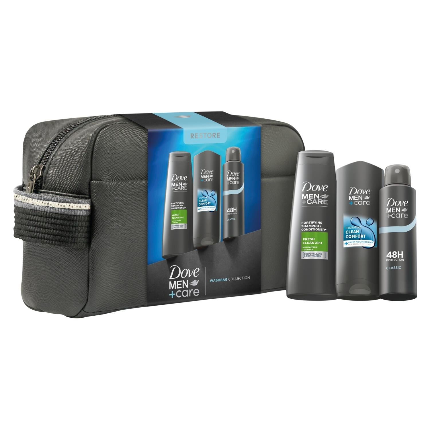 Men+care Restore Washbag Essentials Collection Set, 3 Piece | Set of 2