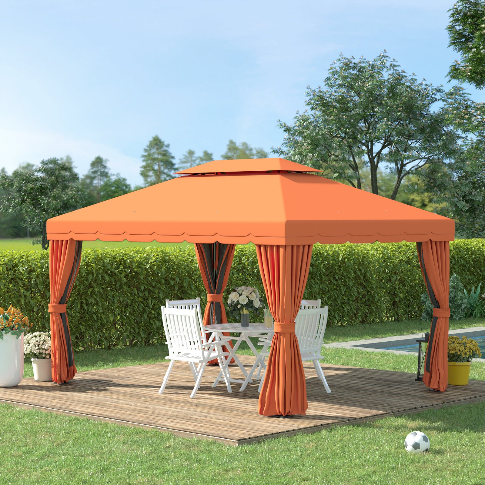 3m X 3.6m Aluminium Gazebo Canopy Patio Marquee Party Tent | Orange