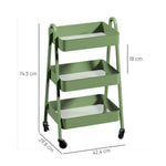 3-tier Kitchen Cart, Wheels | Green