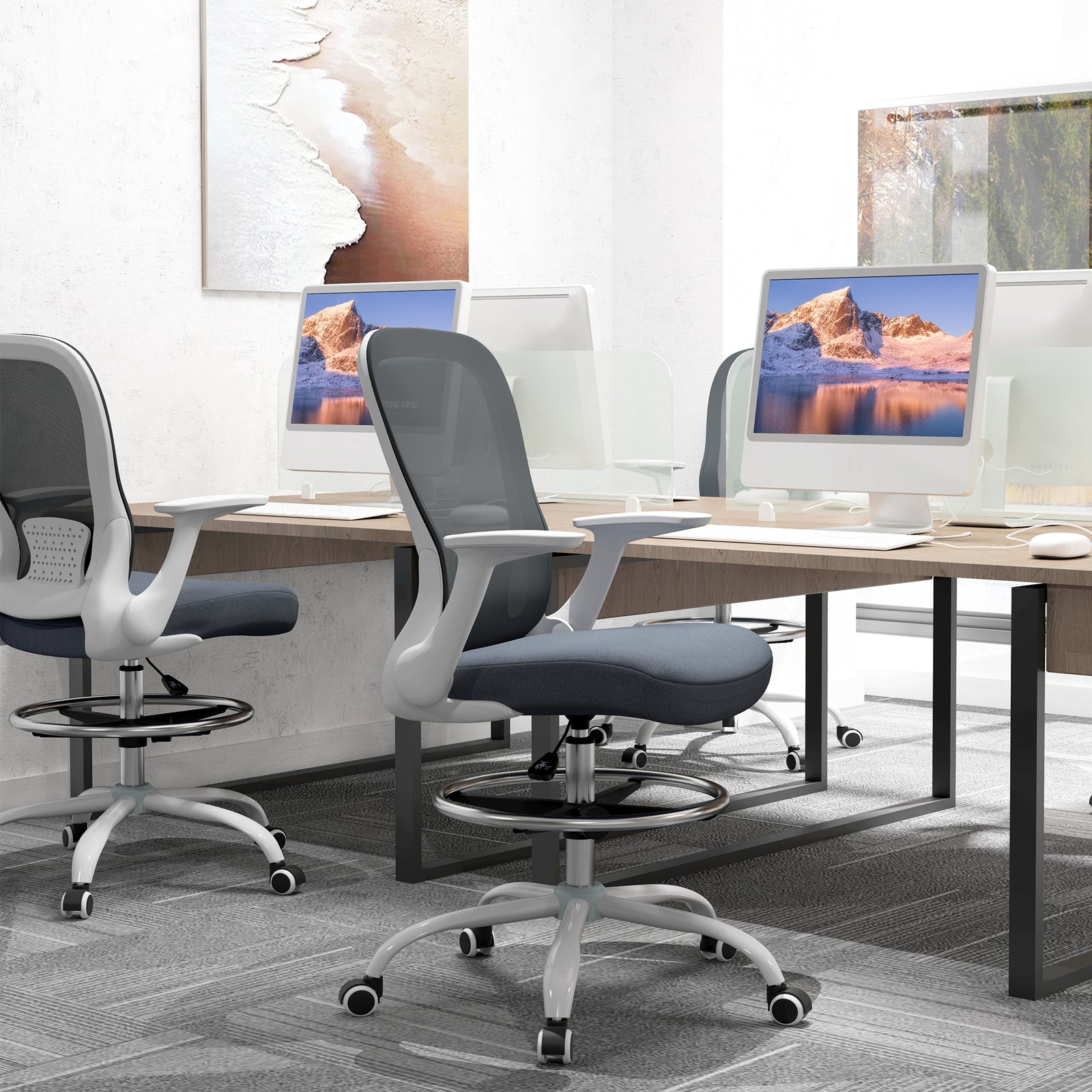 Mesh Drafting Chair, Ergonomic | Grey
