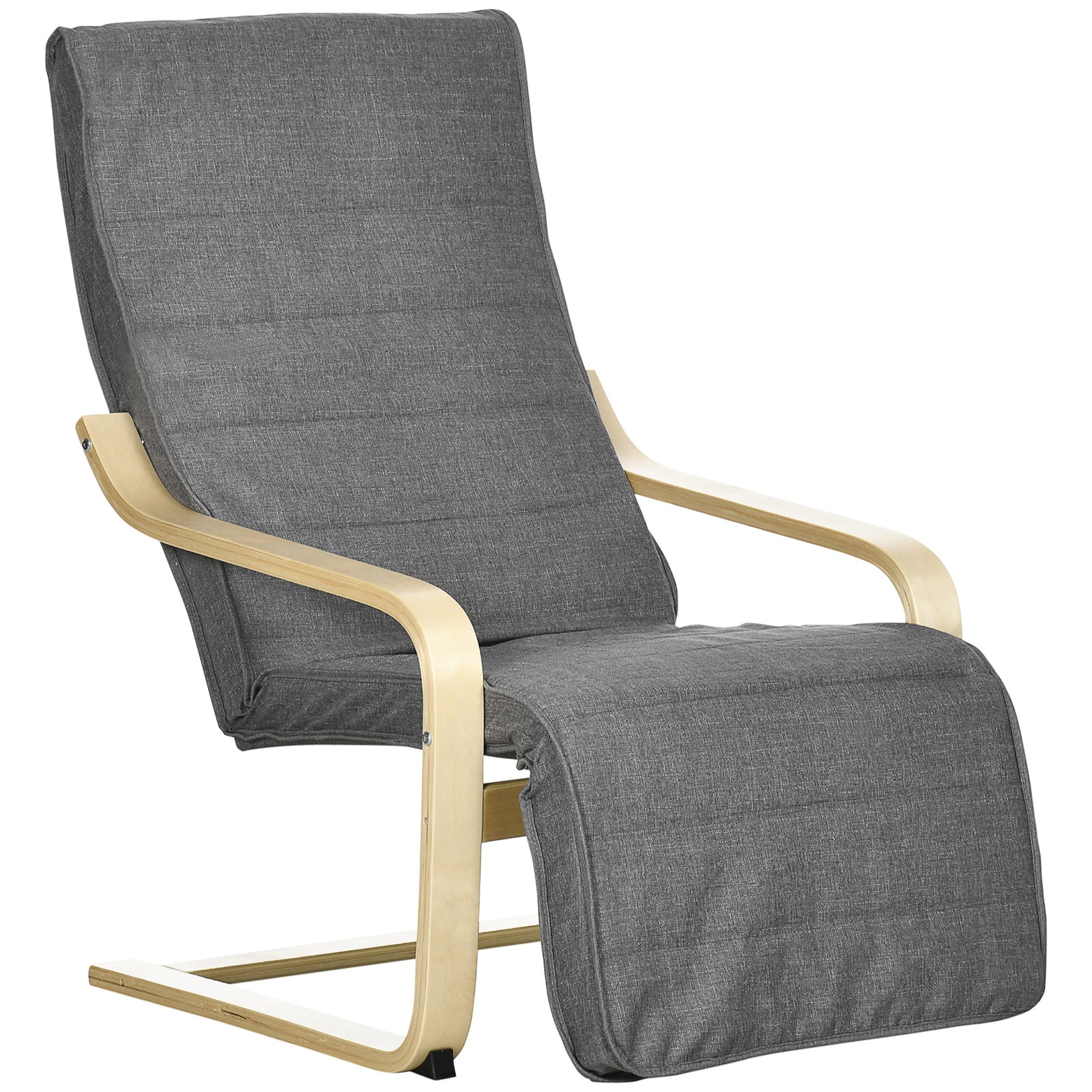 Lounge Chair Recliner Adjustable Footrest Home | One Size | Dark Grey
