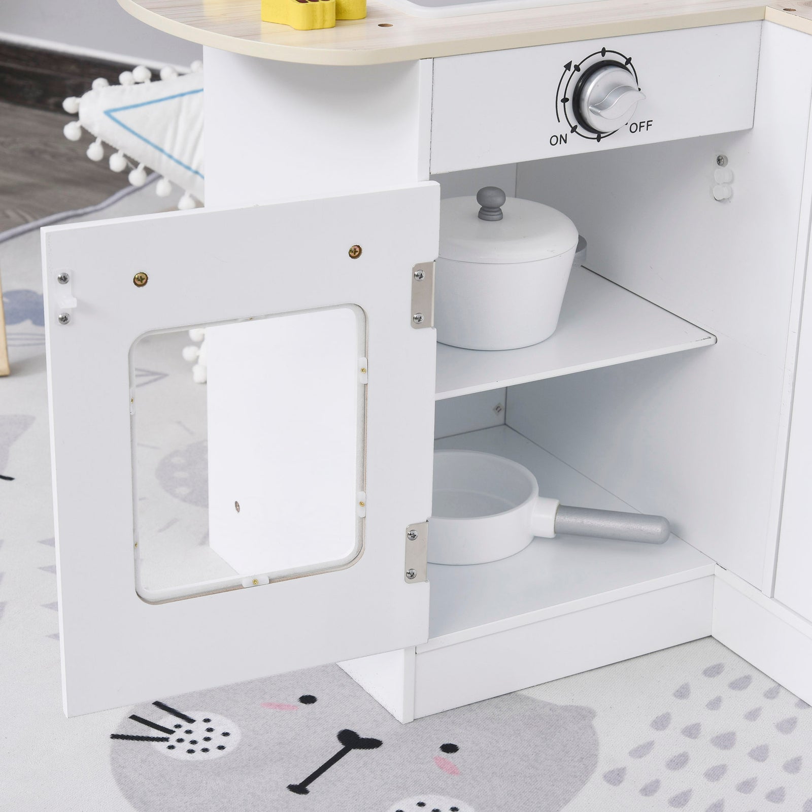 Kids Kitchen Play Toy W/ Drinking Fountain White