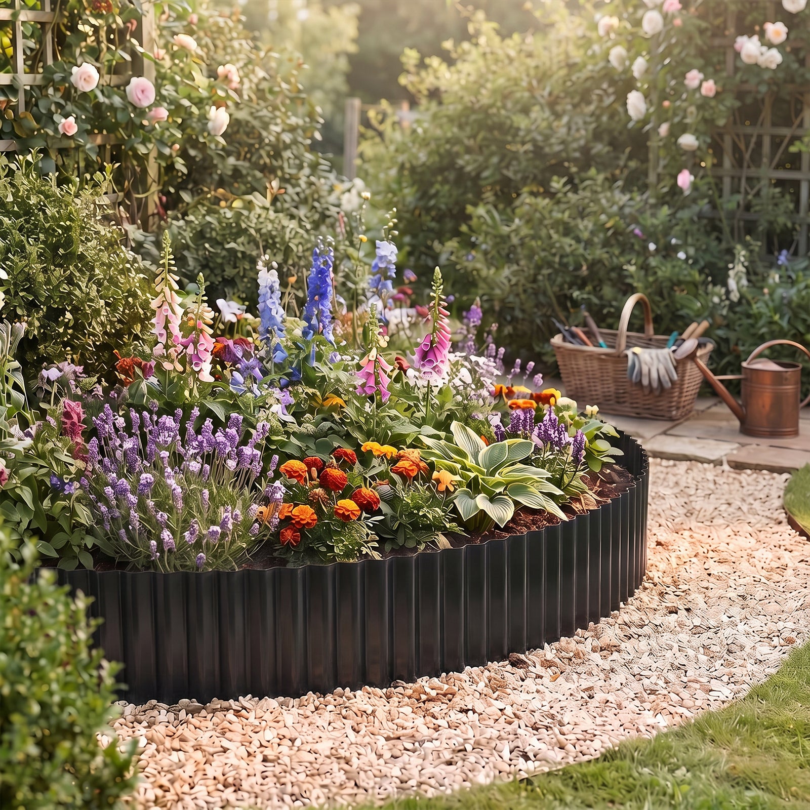 6m Corrugated Steel Garden Edging | Black