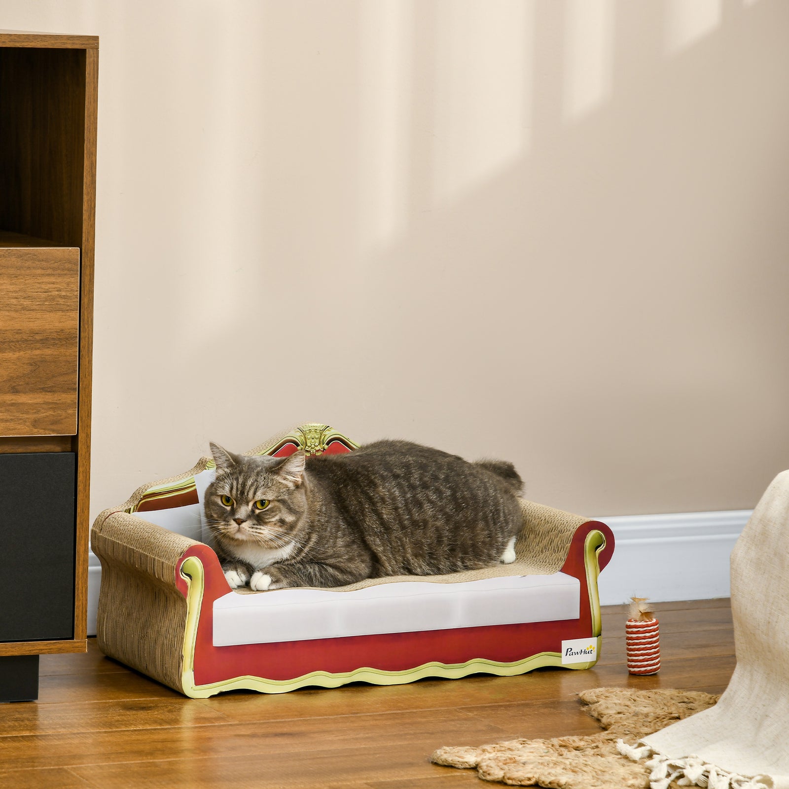 Cat Scratching Board, Cardboard Lounge Sofa With Catnip, 58 X 29.5 X 29cm