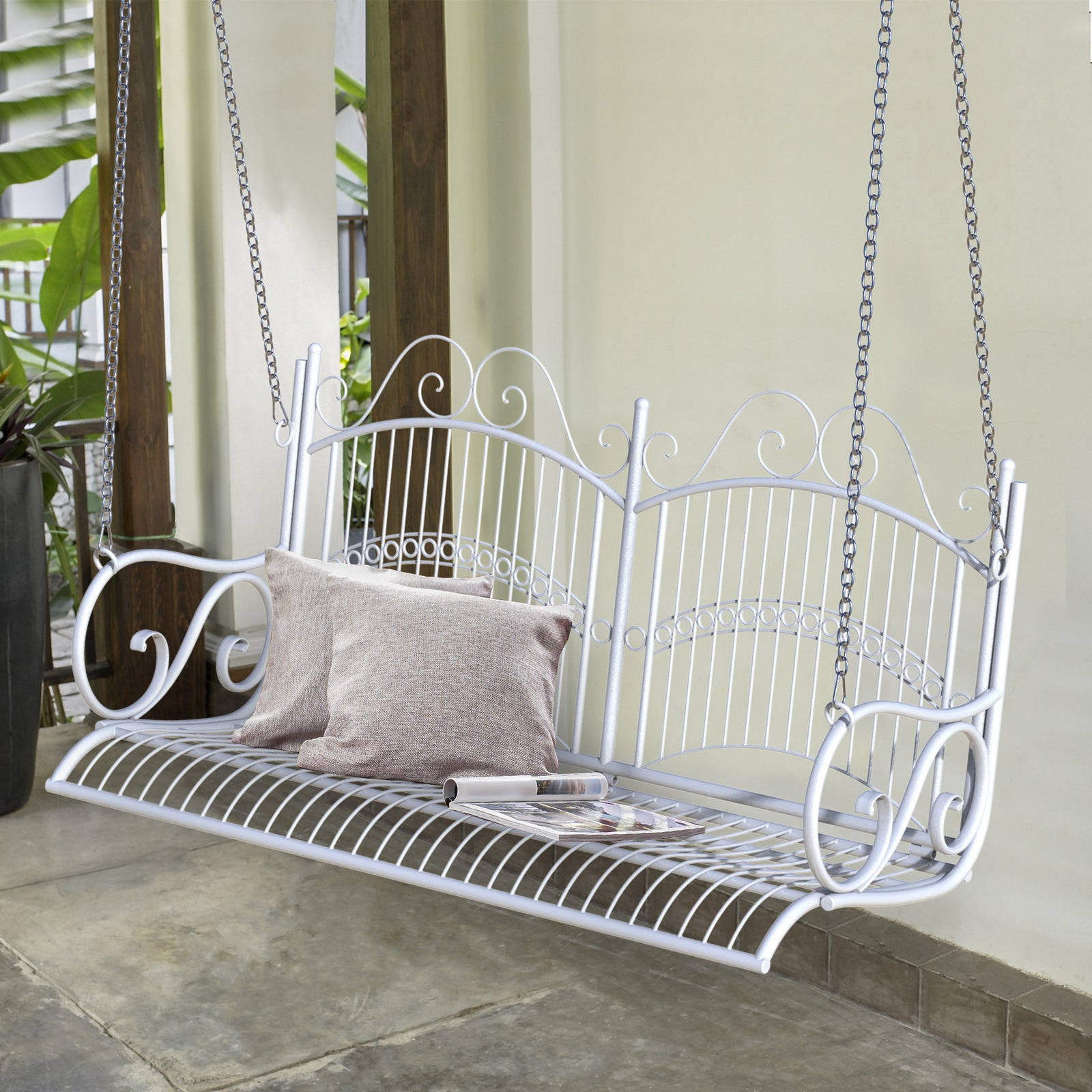 Outdoor Garden Solid Metal 2 Seat Swing Hanging Hammock