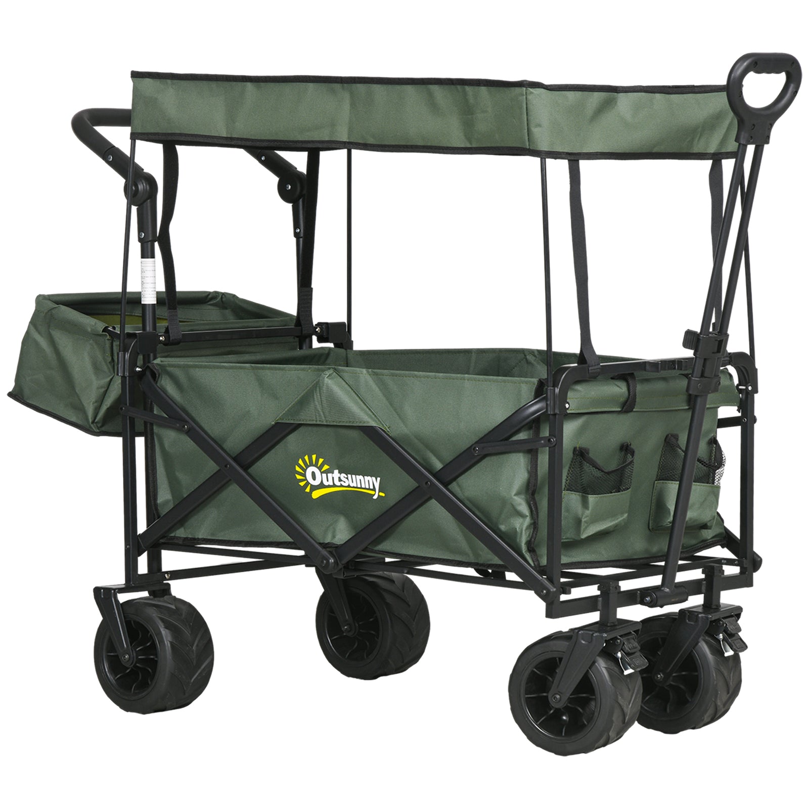 Trolley Cart Storage Wagon With Handle, Canopy Black | Green