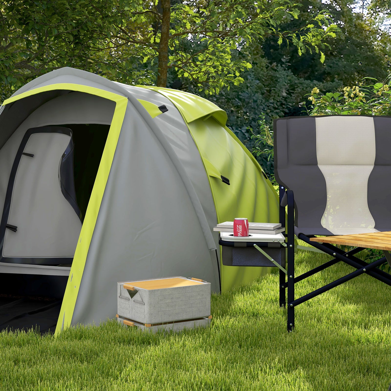 2-3 Man Camping Tent With Living Area, 2000mm Waterproof | Yellow