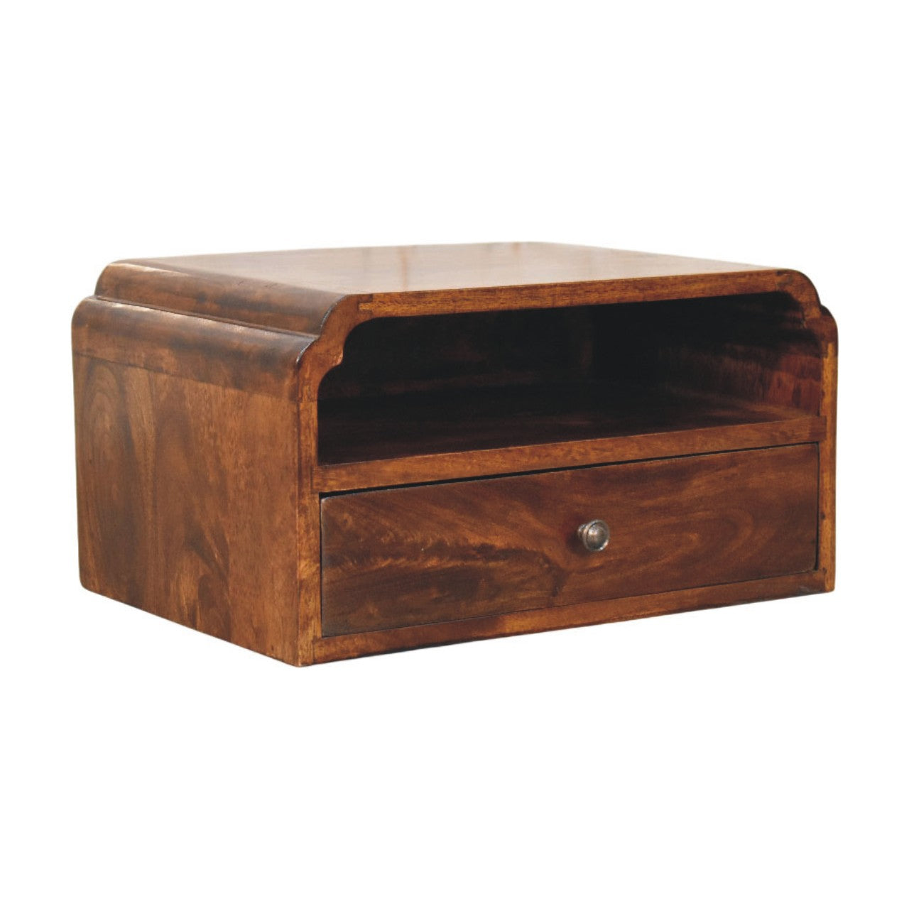 Avora Wall-mounted Bedside – Solid Wood, Chestnut Finish