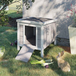 Wooden Rabbit Hutch Bunny Cage Guinea Pig House Pet Habitat Ferret | Gray