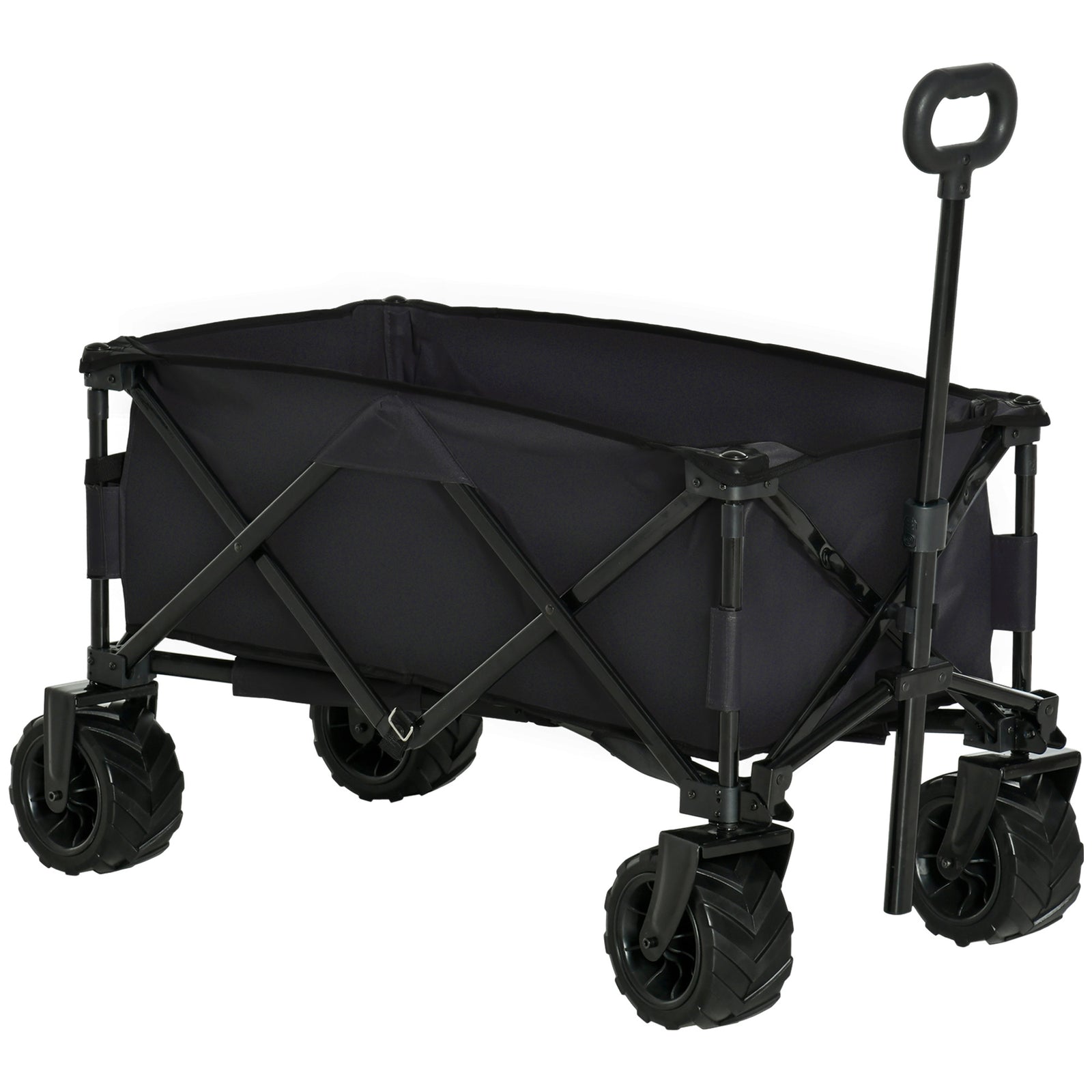 Outdoor Pull Along Folding Garden Trolley For Beach Camping | Black