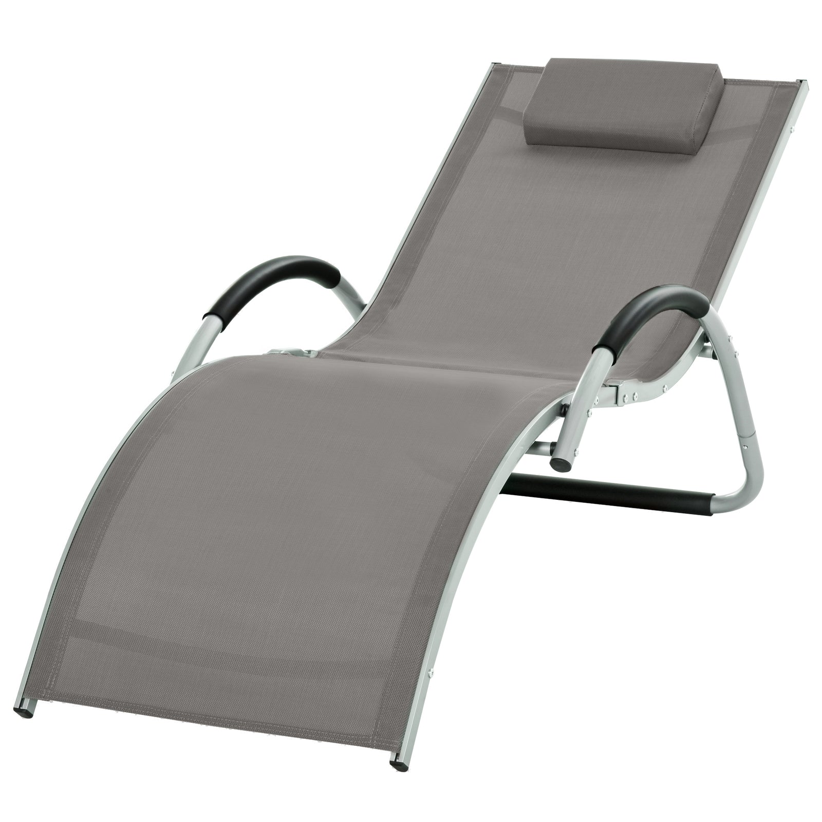 Outsunny Aluminium Frame Sun Lounger Reclining Chair With Pillow