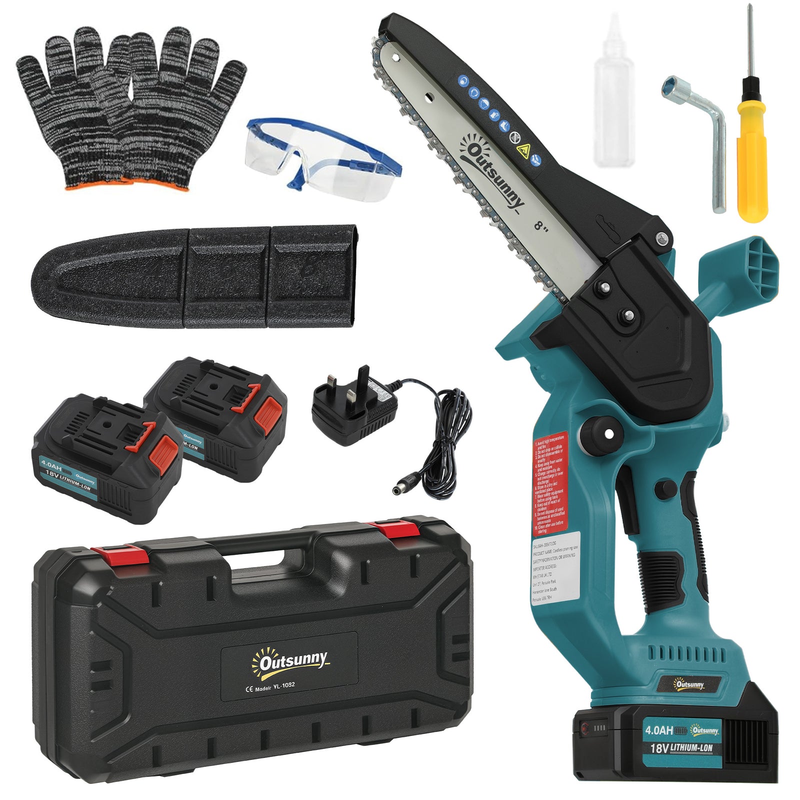 8 Inch Electric Chainsaw With Brushless Motor, 2 Batteries | Blue