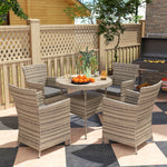 4 Seater Garden Dining Set, Double Layer Table, Grey