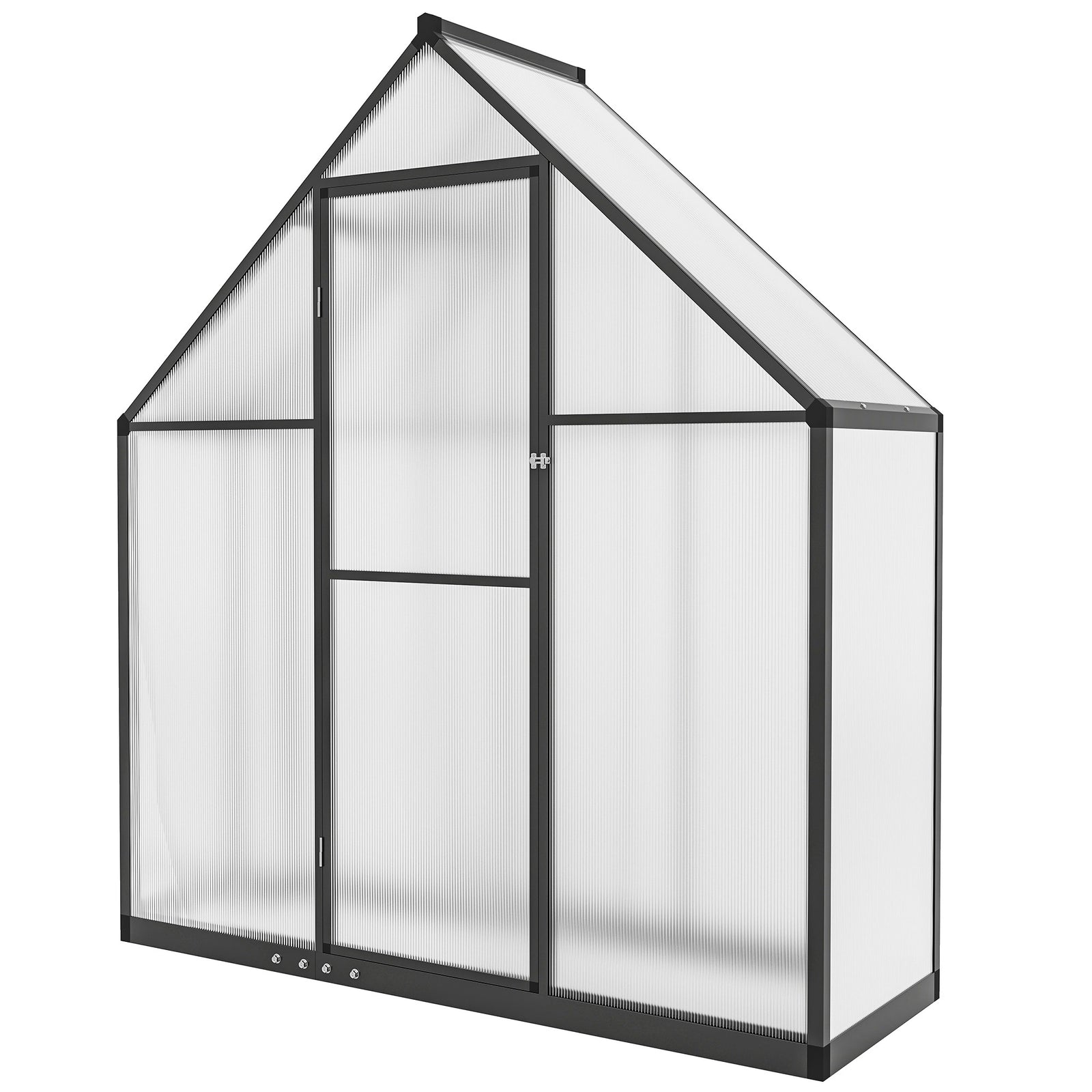 Outsunny Polycarbonate Greenhouse Garden Green House With Swing Door, Black