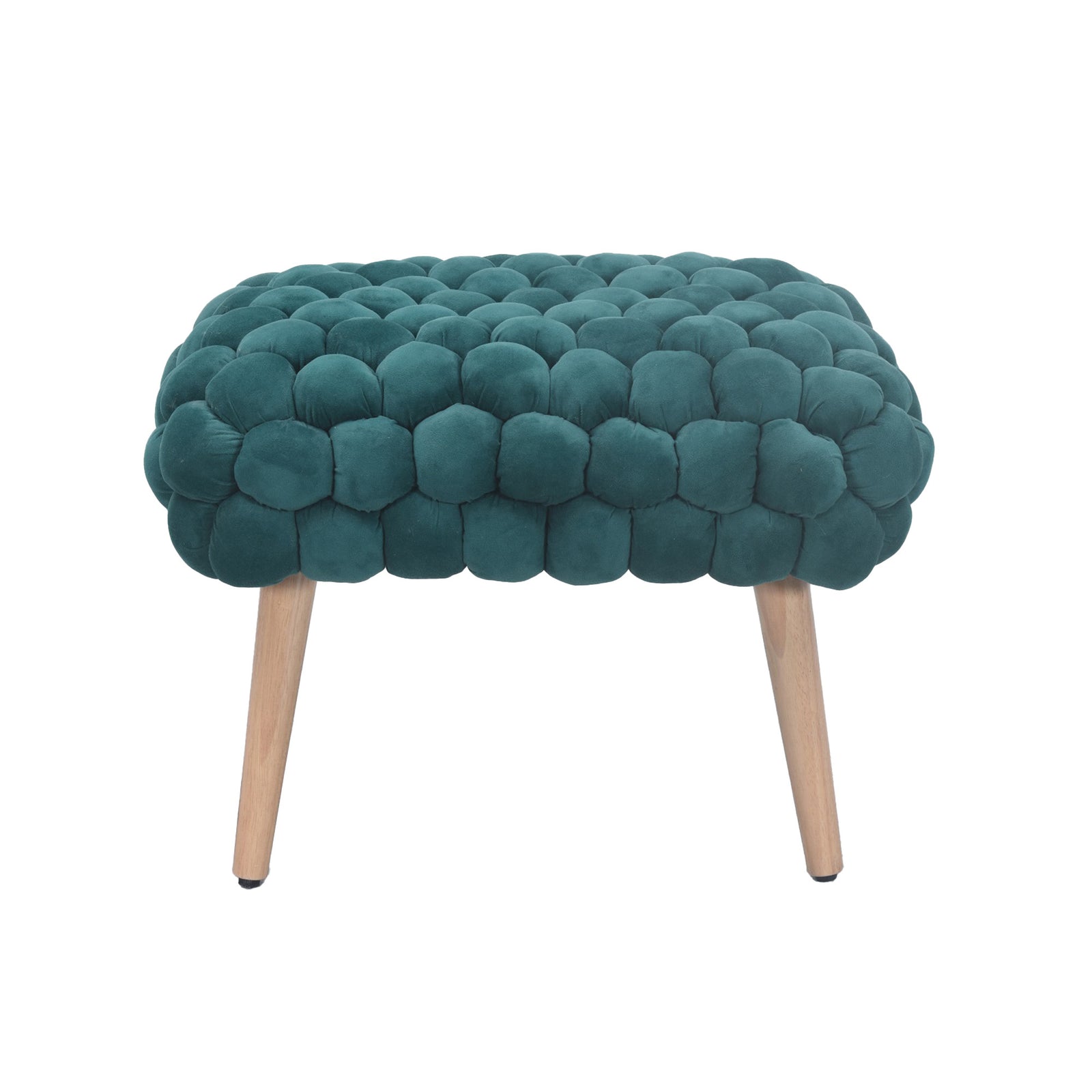 Cushla Bubbly Velvet Small Footstool | Dark Green