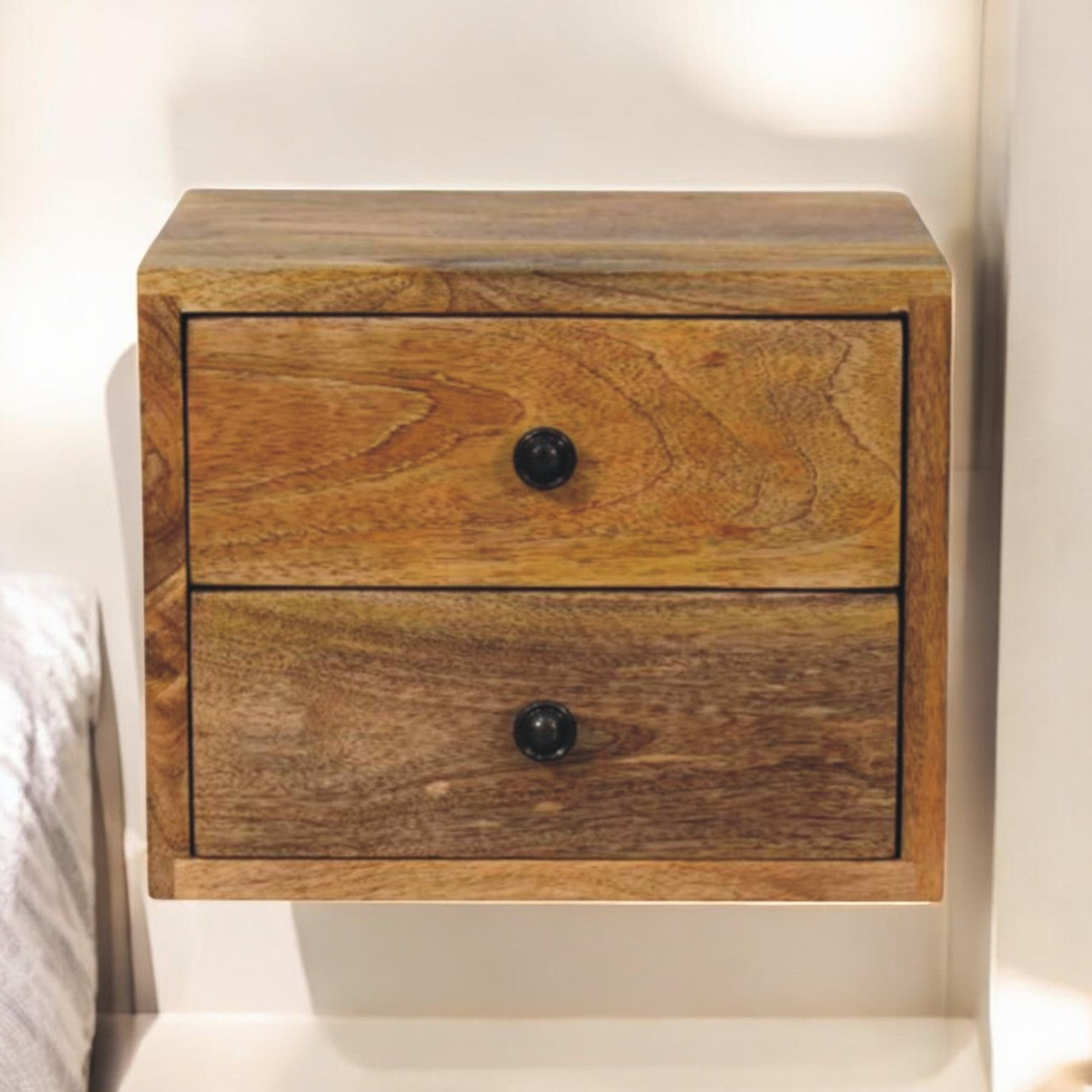 Solid Wood Solis 2-drawer Oak-ish Wall Mounted Nightstand