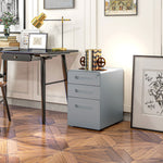 3 Drawer Modern Steel Filing Cabinet With 4 Wheels | One Size | Gray