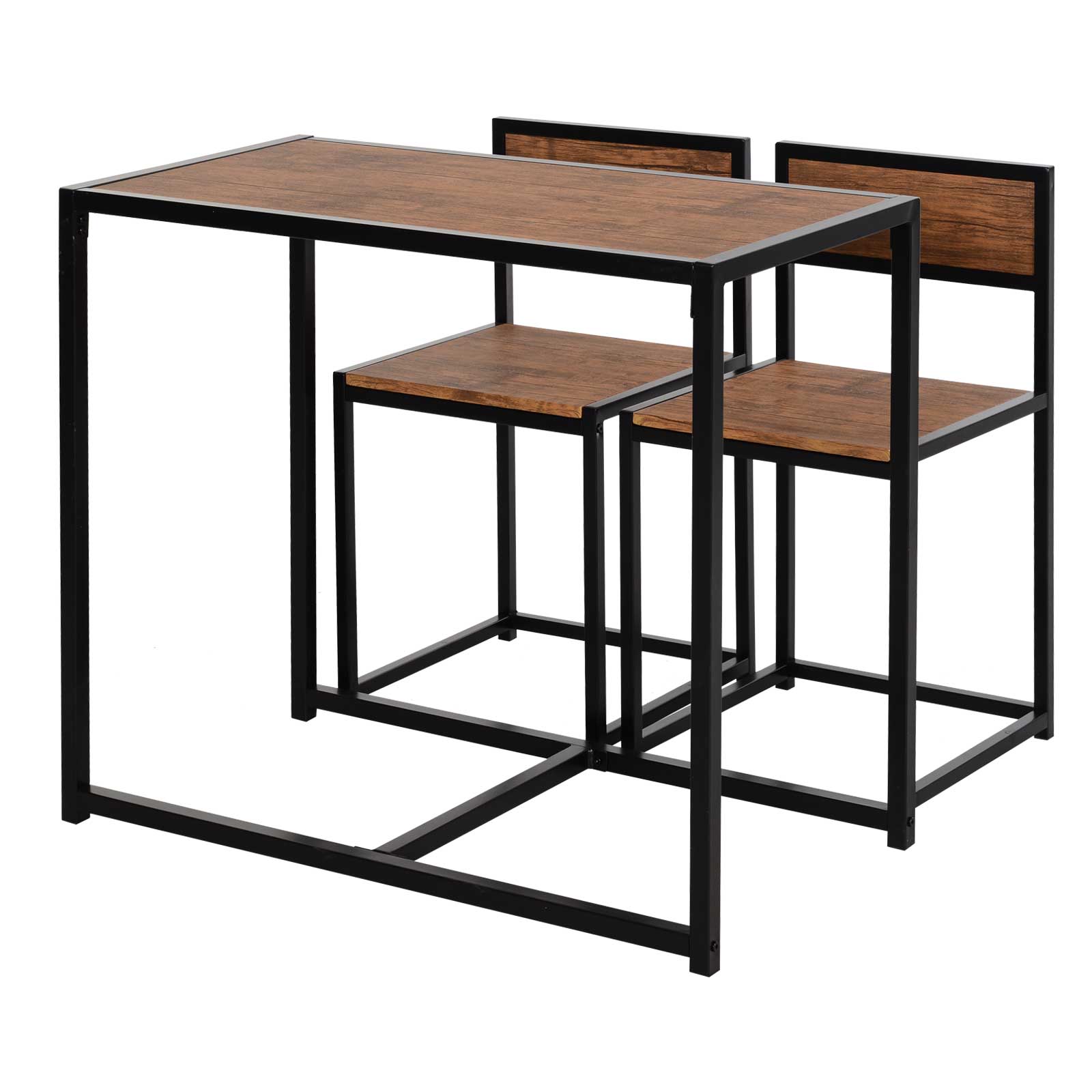 3pc Dining Bar Set, Modern Style, Metal Frame | Brown