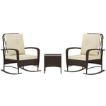 Rattan Bistro Set Balcony Furniture With Rocking Chairs | Brown